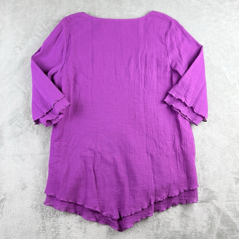 Soft Surroundings Siesta Key Tunic Medium Purple Gauzy Crinkled Layered Hem Boho - Picture 2 of 13